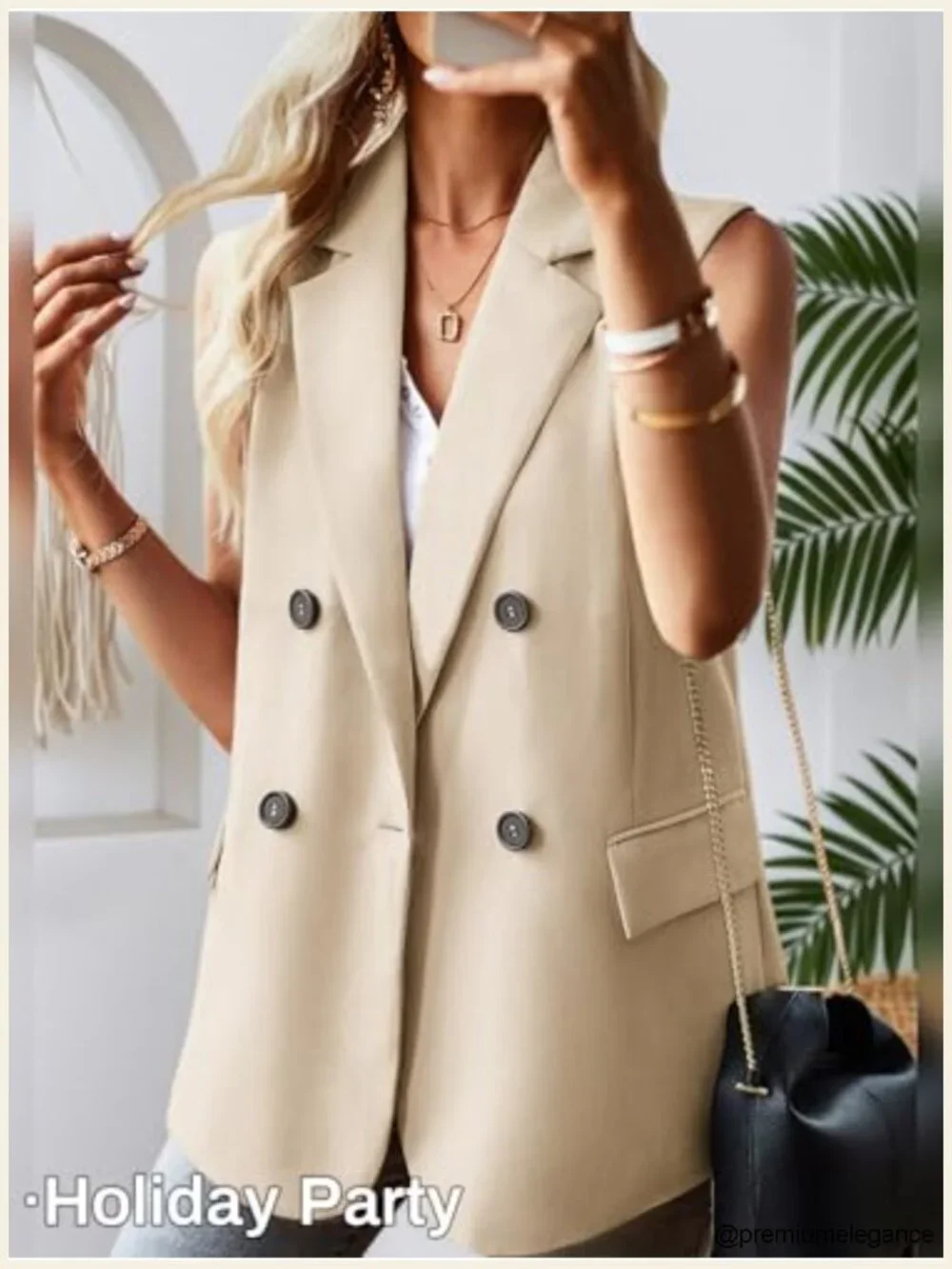 Sleeveless Vest Blazer Womens Business Casual Open Front Notch Lapel